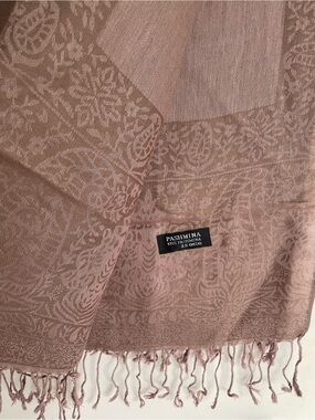 Pashmina 100% Mauve Pink Paisley Jacquard Pashmina Wrap